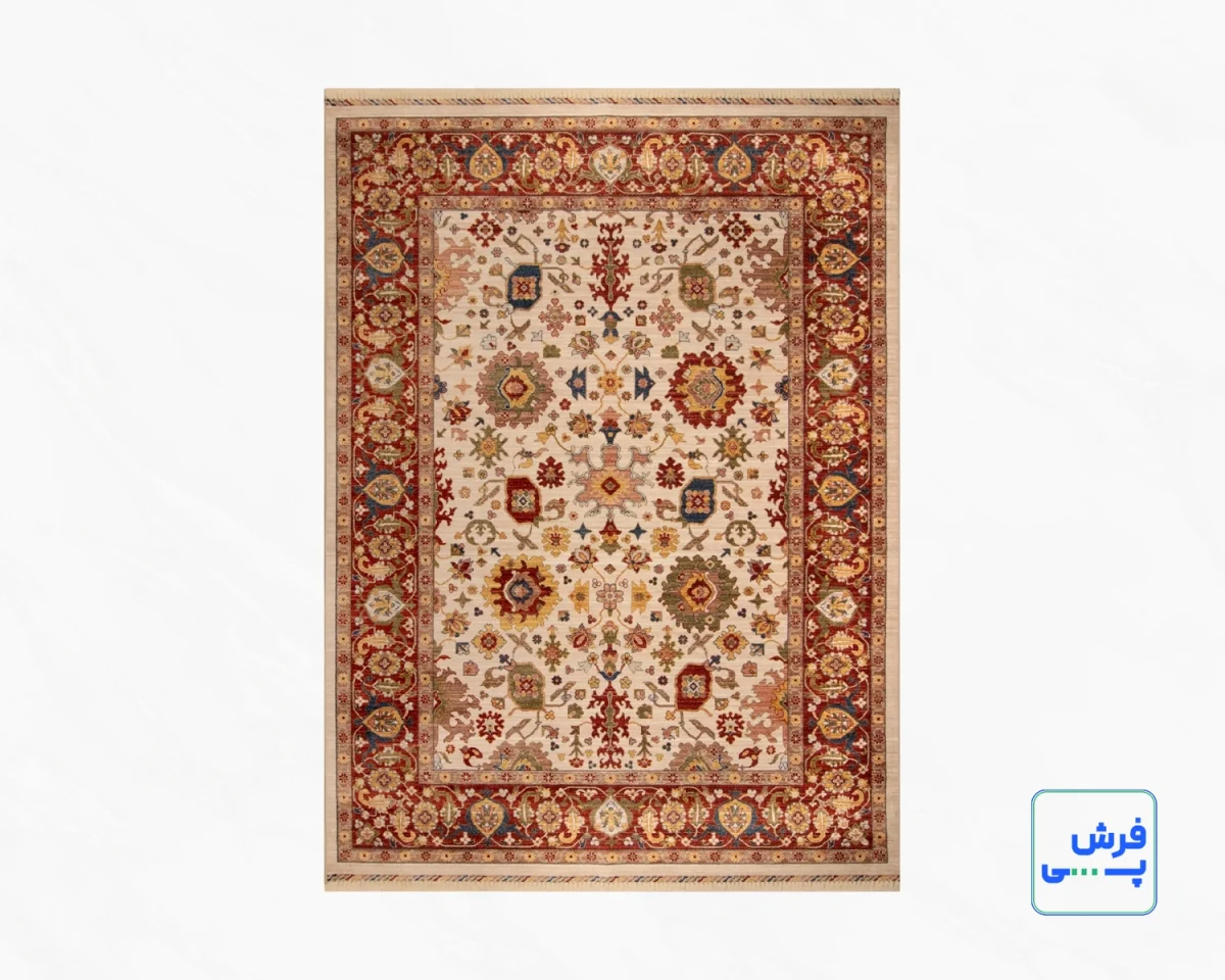 خرید قسطی |  فرش وینتیج 40118 کرم حاشیه لاکی