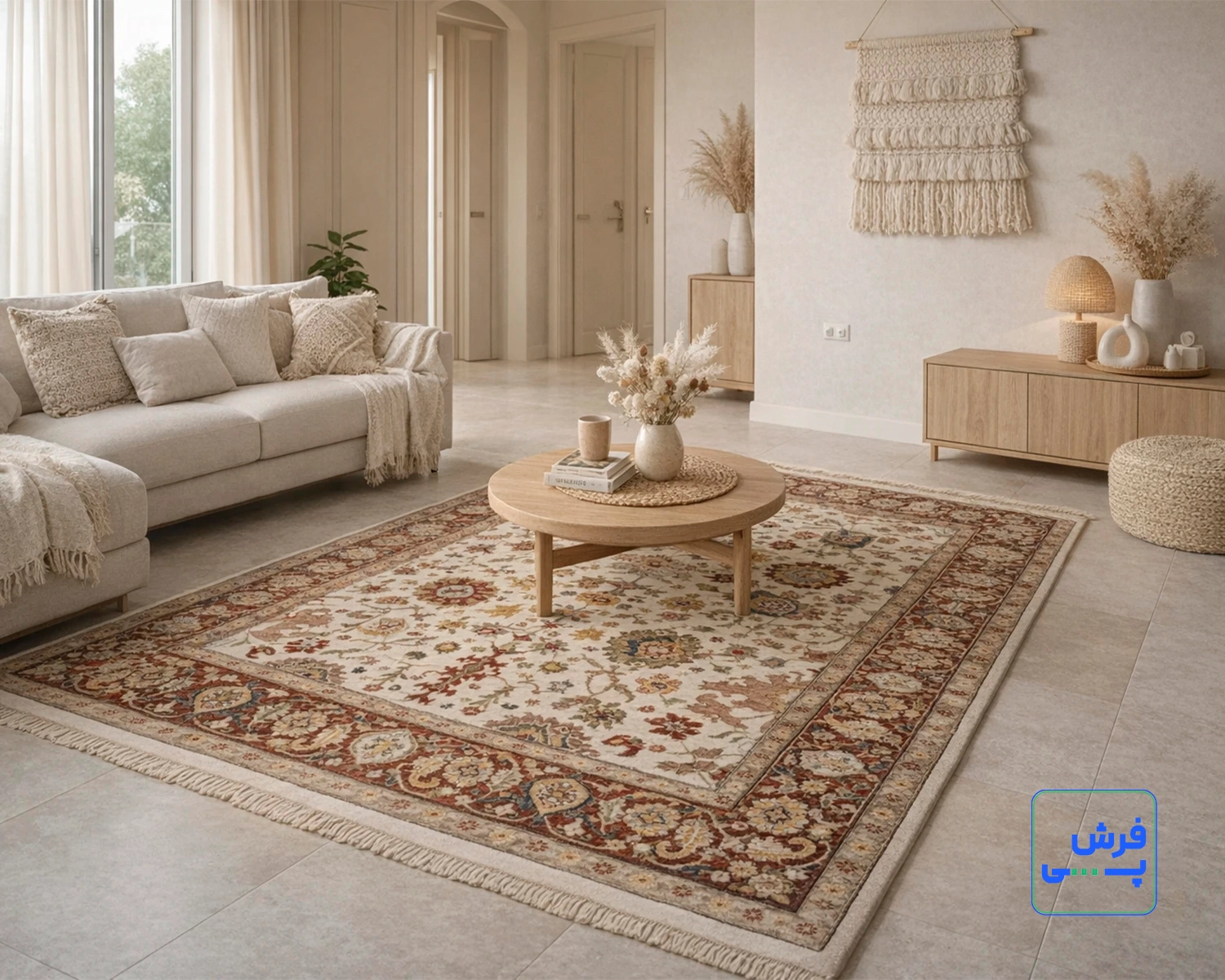 40118-10.webp خرید قسطی | فرش وینتیج 40118 کرم حاشیه لاکی