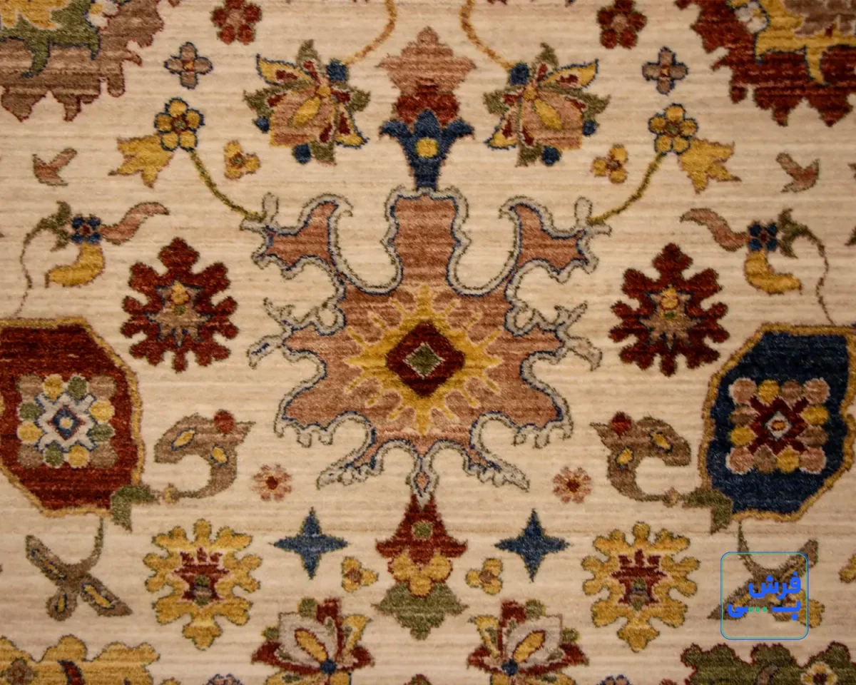 خرید قسطی |  فرش وینتیج 40118 کرم حاشیه لاکی