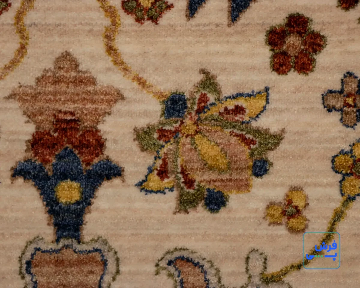 خرید قسطی |  فرش وینتیج 40118 کرم حاشیه لاکی