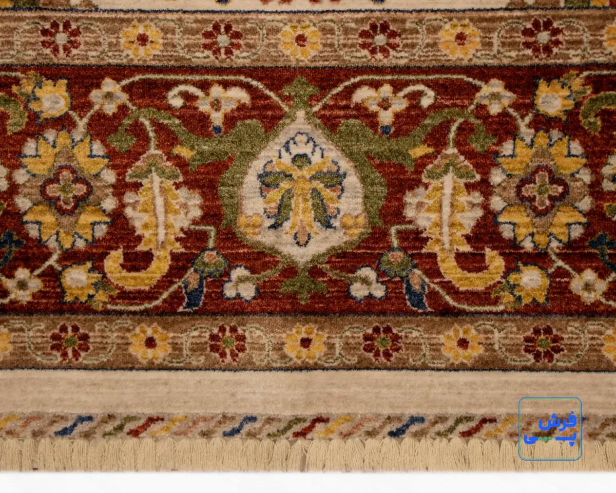 خرید قسطی |  فرش وینتیج 40118 کرم حاشیه لاکی