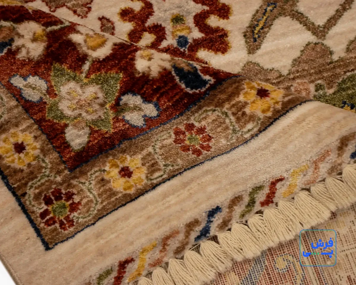 خرید قسطی |  فرش وینتیج 40118 کرم حاشیه لاکی