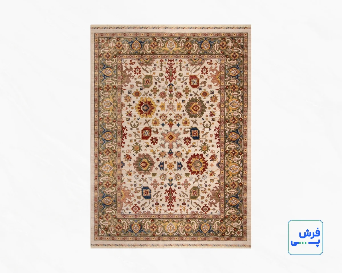 خرید قسطی |  فرش وینتیج 40120 کرم حاشیه سبز