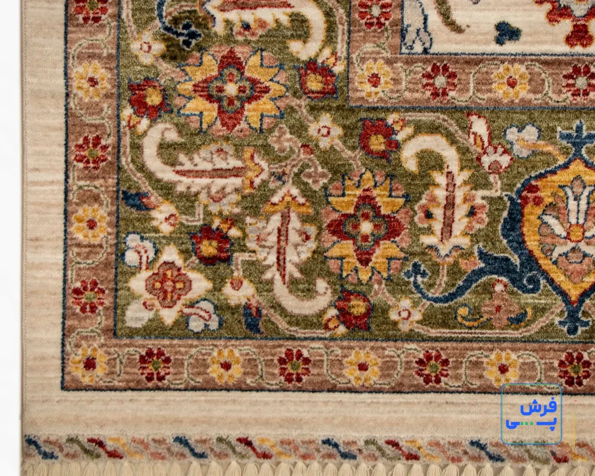 خرید قسطی |  فرش وینتیج 40120 کرم حاشیه سبز
