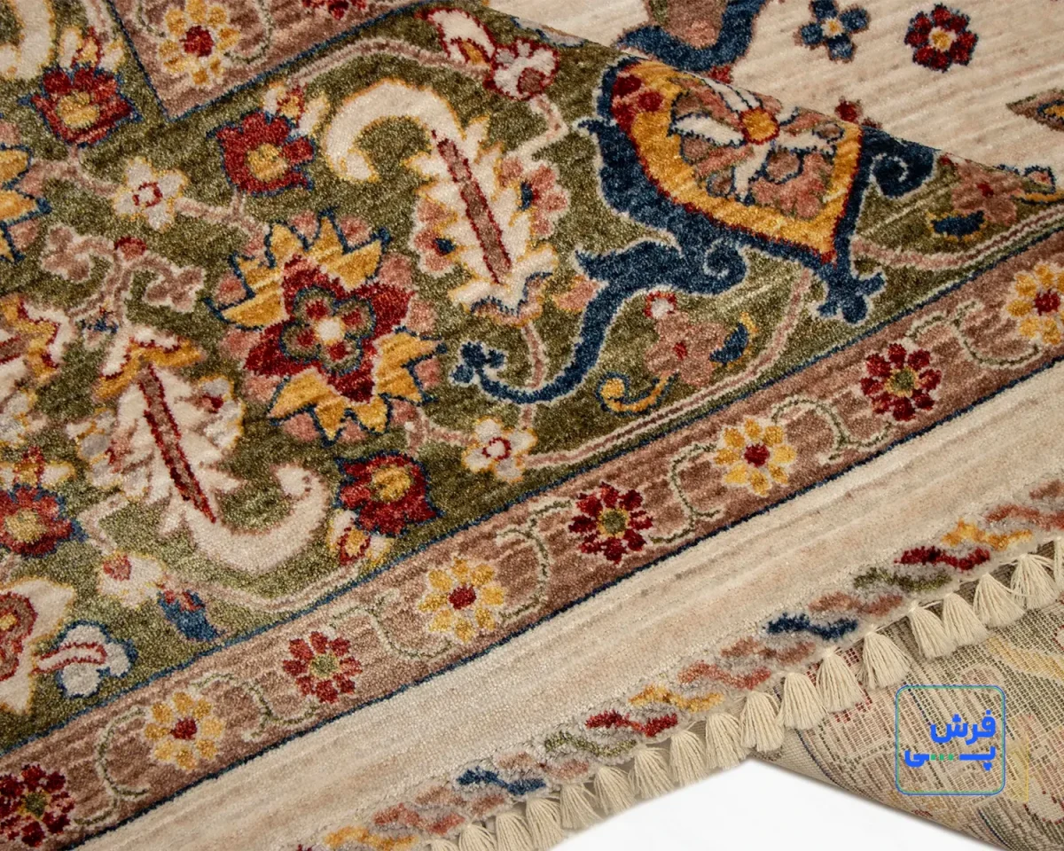 خرید قسطی |  فرش وینتیج 40120 کرم حاشیه سبز