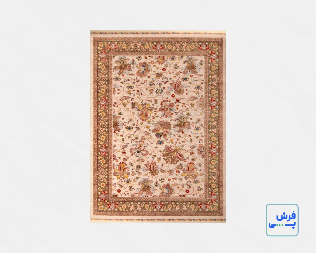 خرید قسطی |  فرش وینتیج 40200 کرم حاشیه سبز