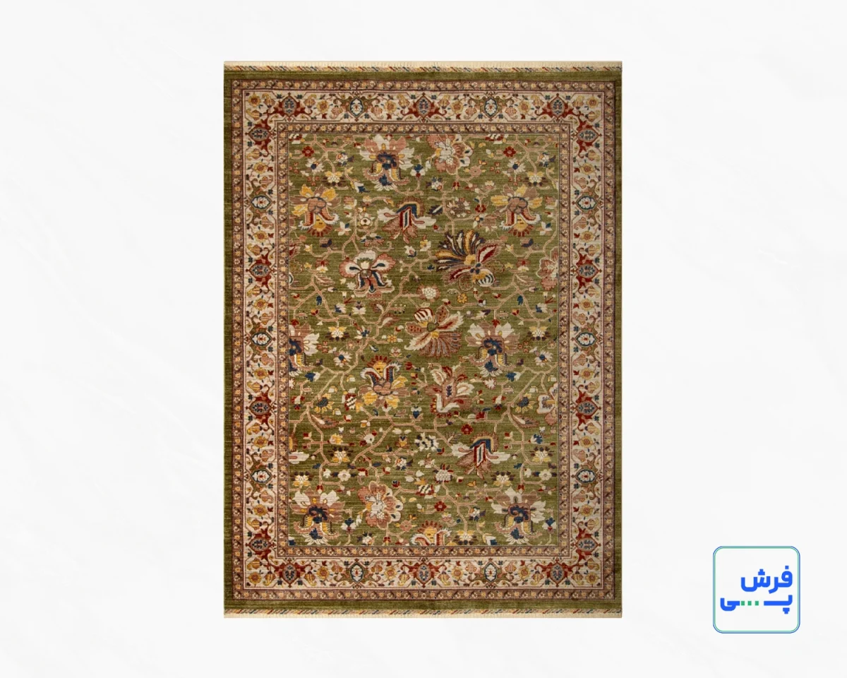 خرید قسطی |  فرش وینتیج 40201 سبز حاشیه کرم