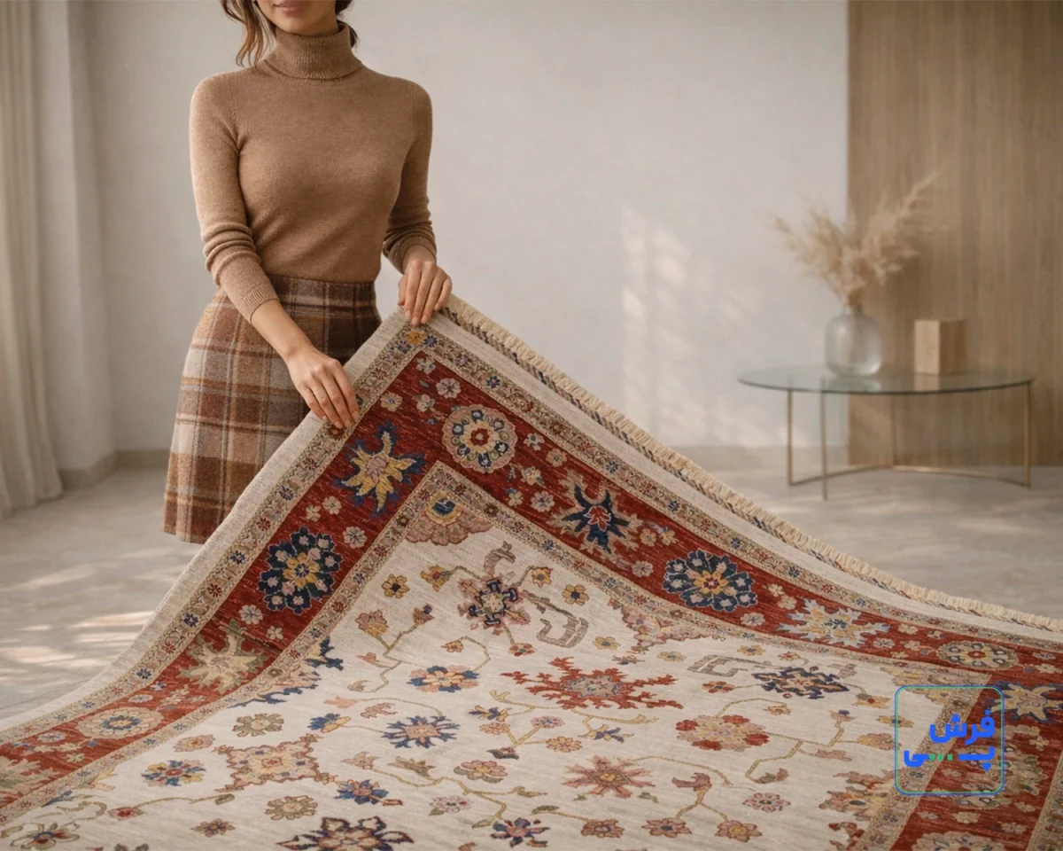 خرید قسطی |  فرش وینتیج 4040 کرم حاشیه لاکی