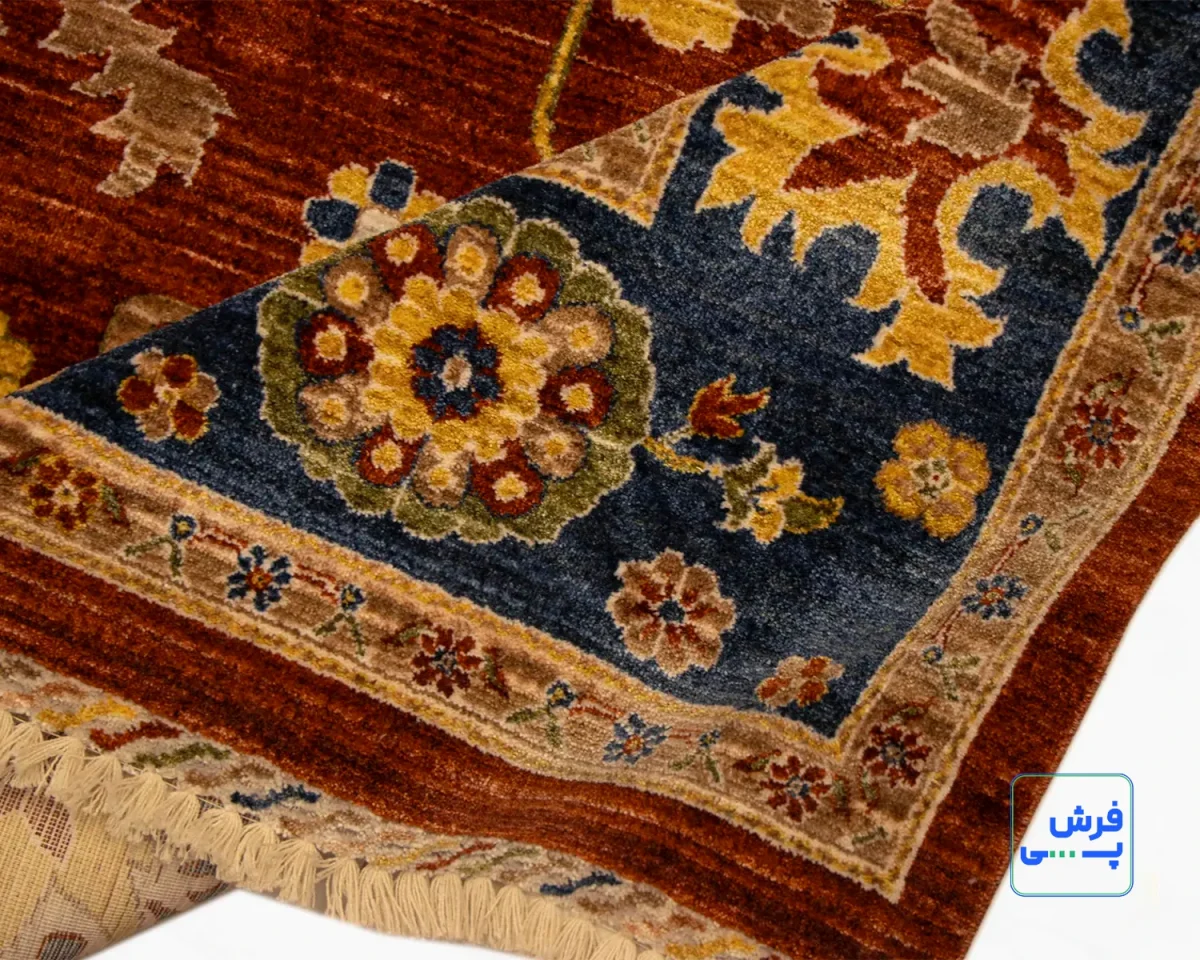 خرید قسطی |  فرش وینتیج 4042 لاکی حاشیه سرمه‌ای