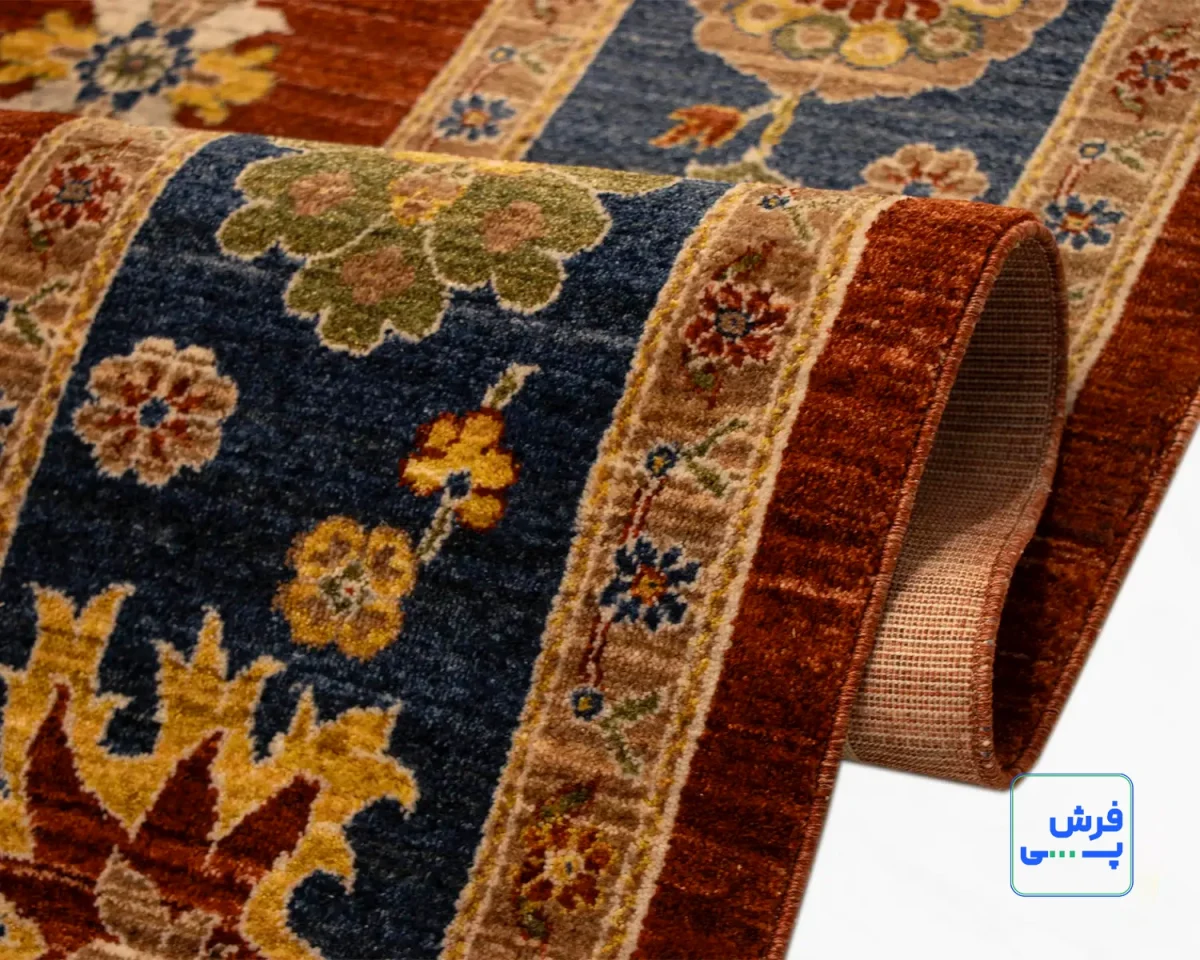 خرید قسطی |  فرش وینتیج 4042 لاکی حاشیه سرمه‌ای