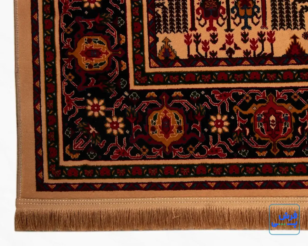 7017-5.webp خرید قسطی | فرش کلاسیک 7017 نخودی سرمهای