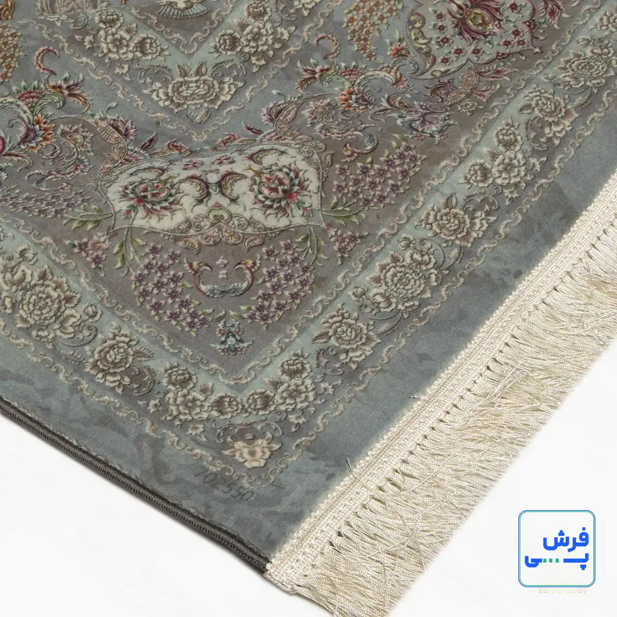 702550-10-.webp خرید قسطی | فرش ابریشم ماشینی 702550 فیروزهای طلایی