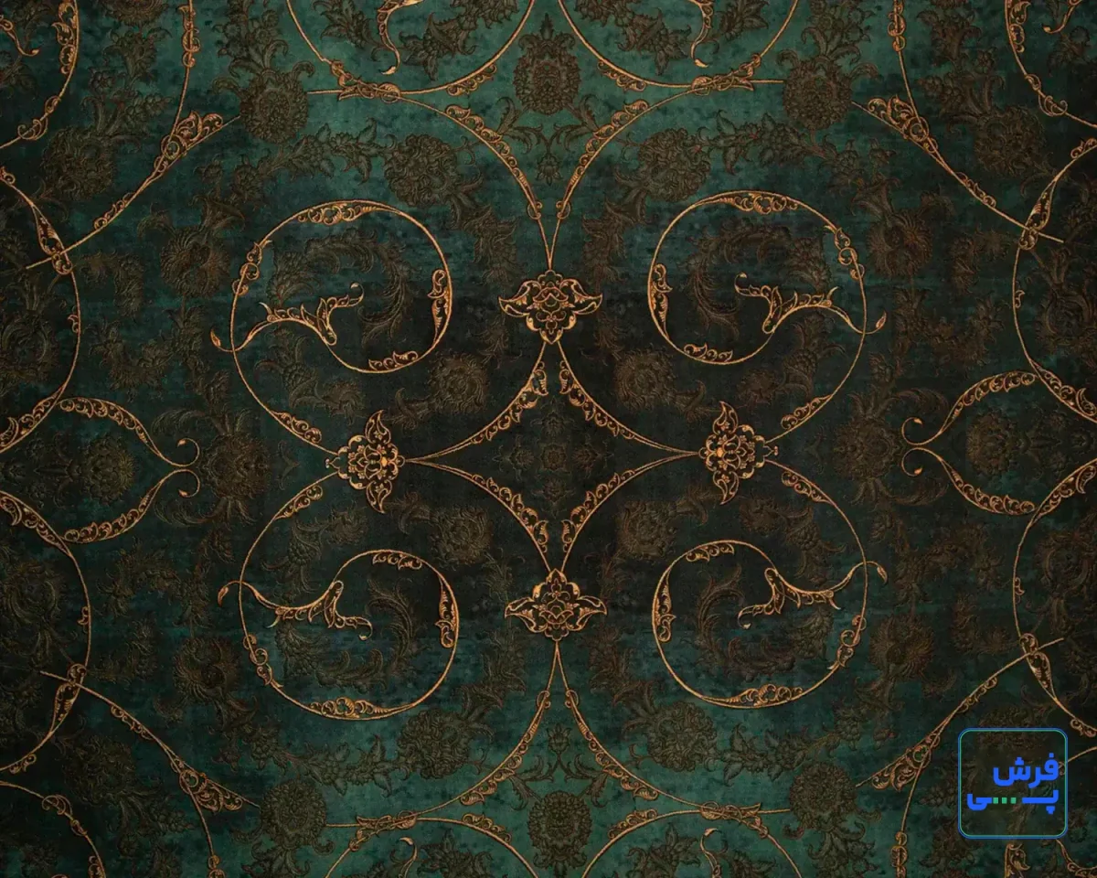 خرید قسطی |  فرش ابریشم ماشینی 702556 سبز طلایی