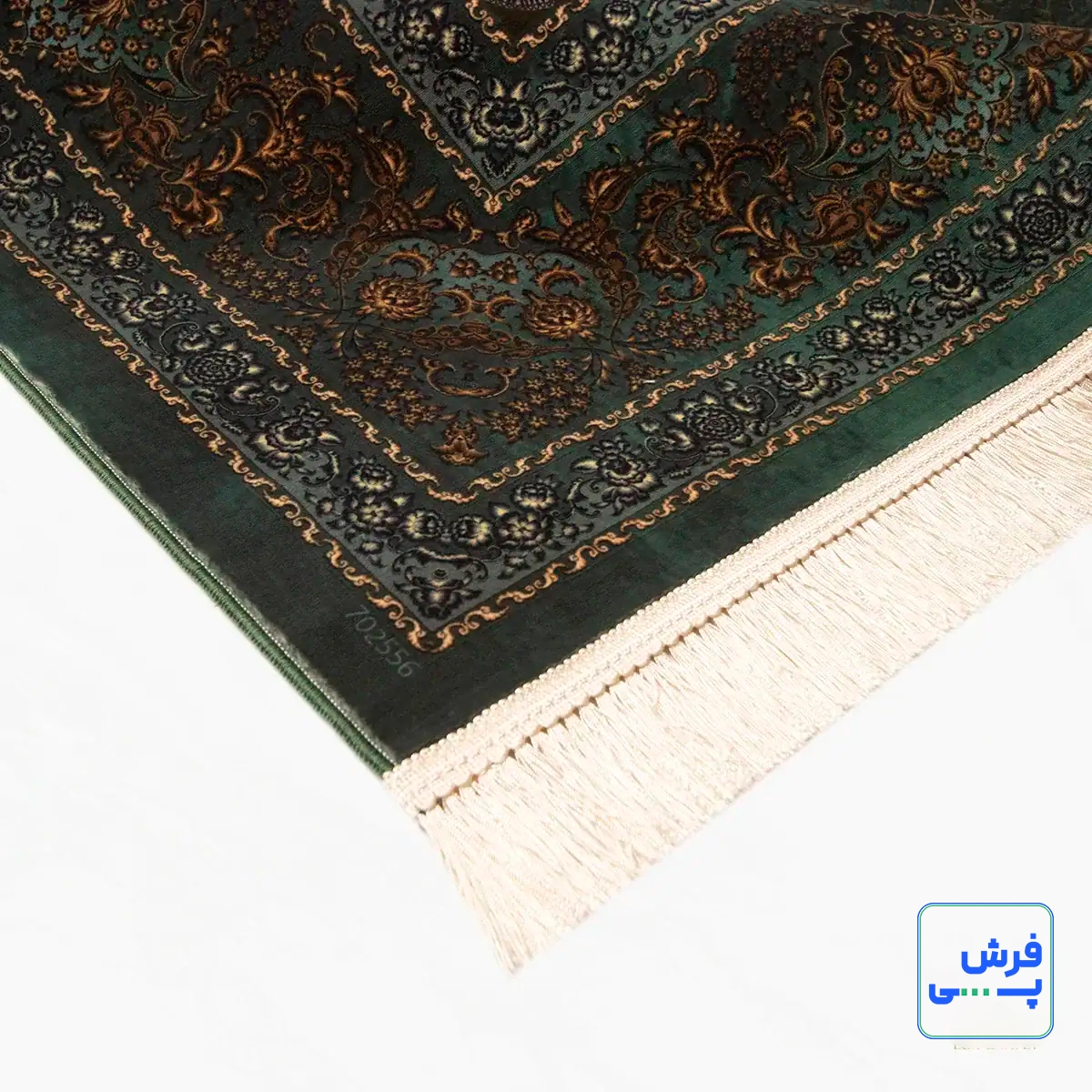 خرید قسطی |  فرش ابریشم ماشینی 702556 سبز طلایی