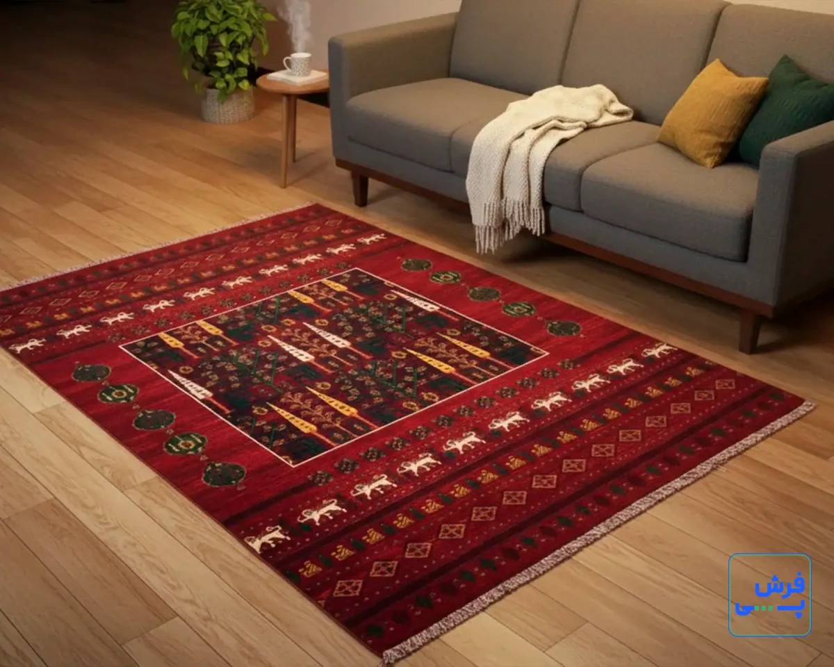 7043-9.webp خرید قسطی | فرش وینتیج 7043 لاکی سبز