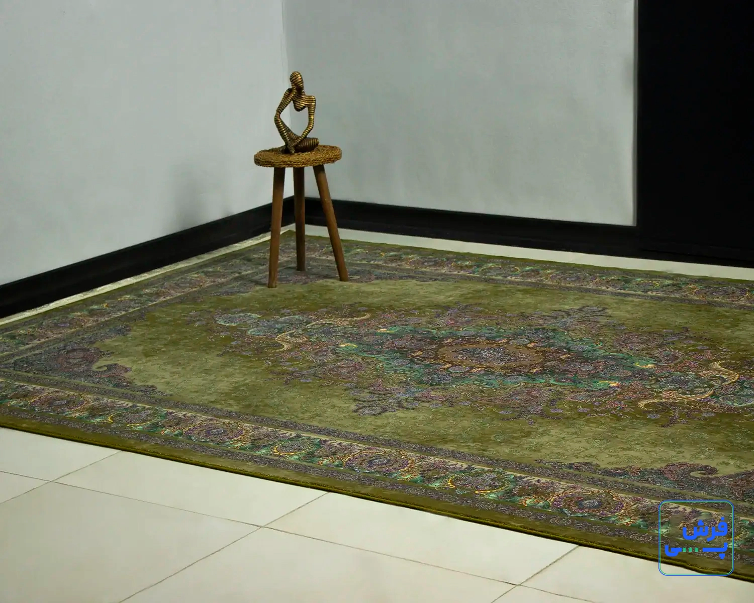 خرید قسطی |  فرش ابریشم ماشینی 705060 سبز