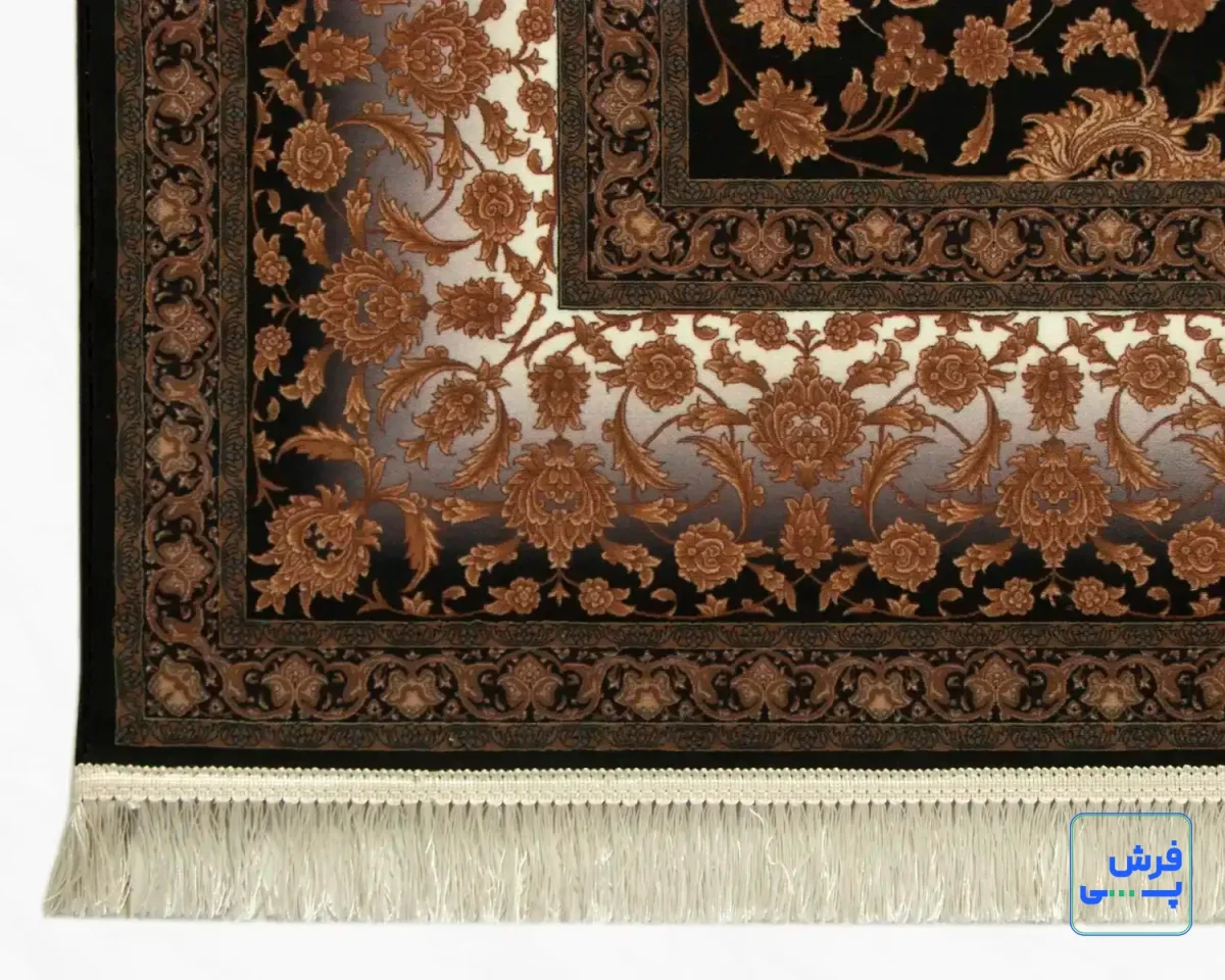 خرید قسطی |  فرش ابریشم ماشینی 710205 ذغالی قهوه‌ای