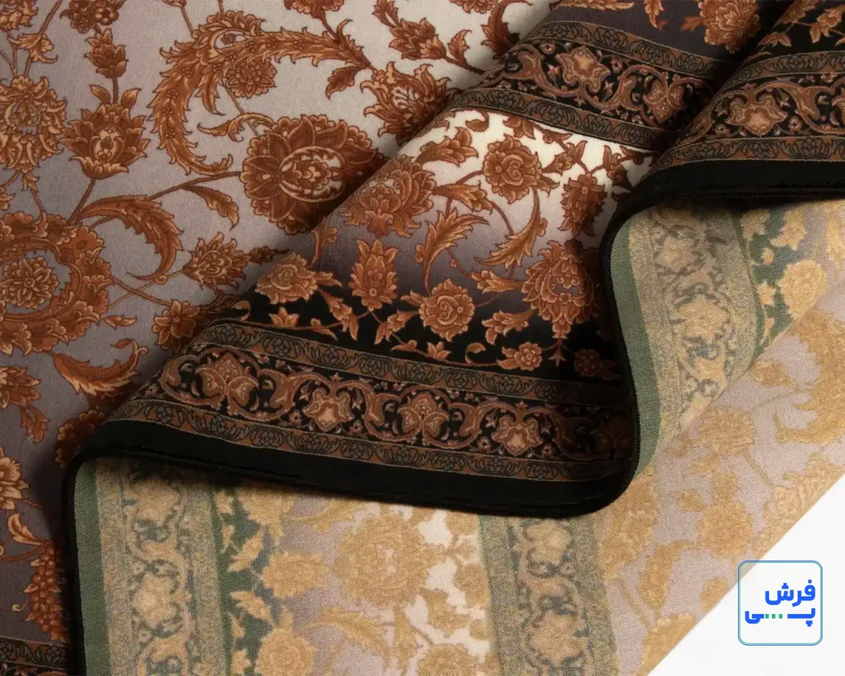 خرید قسطی |  فرش ابریشم ماشینی 710205 ذغالی قهوه‌ای