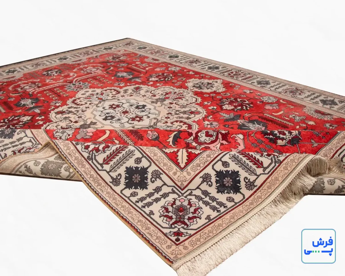 خرید قسطی |  فرش ابریشم ماشینی 723104 قرمز کرم