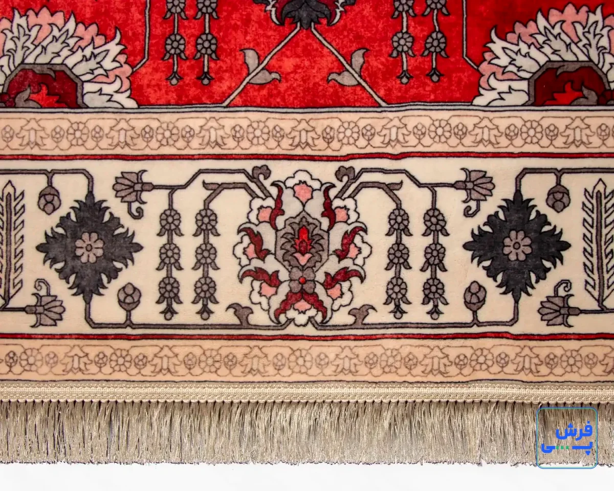 خرید قسطی |  فرش ابریشم ماشینی 723104 قرمز کرم