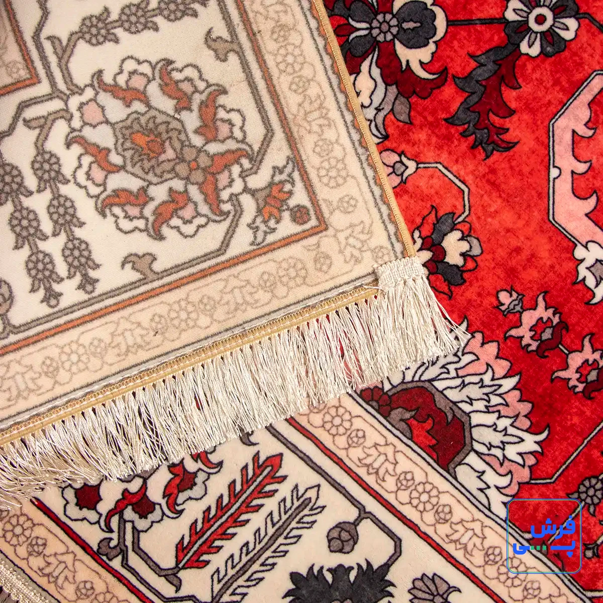خرید قسطی |  فرش ابریشم ماشینی 723104 قرمز کرم