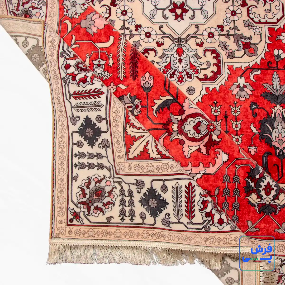 خرید قسطی |  فرش ابریشم ماشینی 723104 قرمز کرم