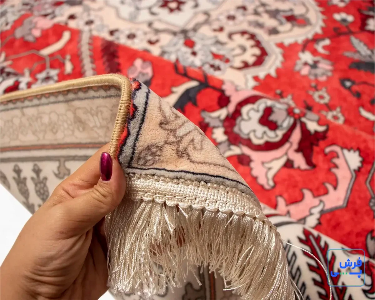خرید قسطی |  فرش ابریشم ماشینی 723104 قرمز کرم
