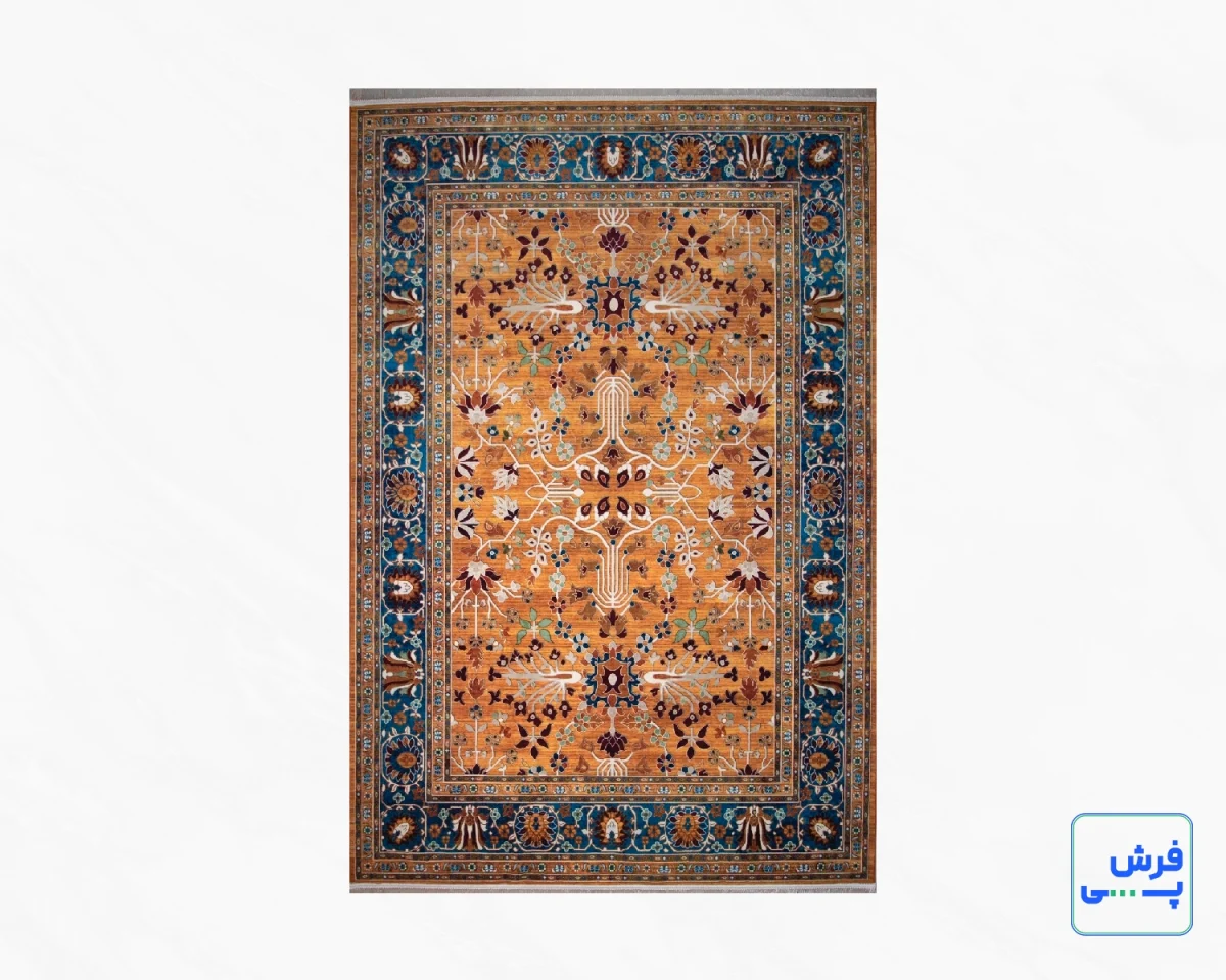 730305-11.webp خرید قسطی | فرش ابریشم ماشینی 730305 آجری آبی