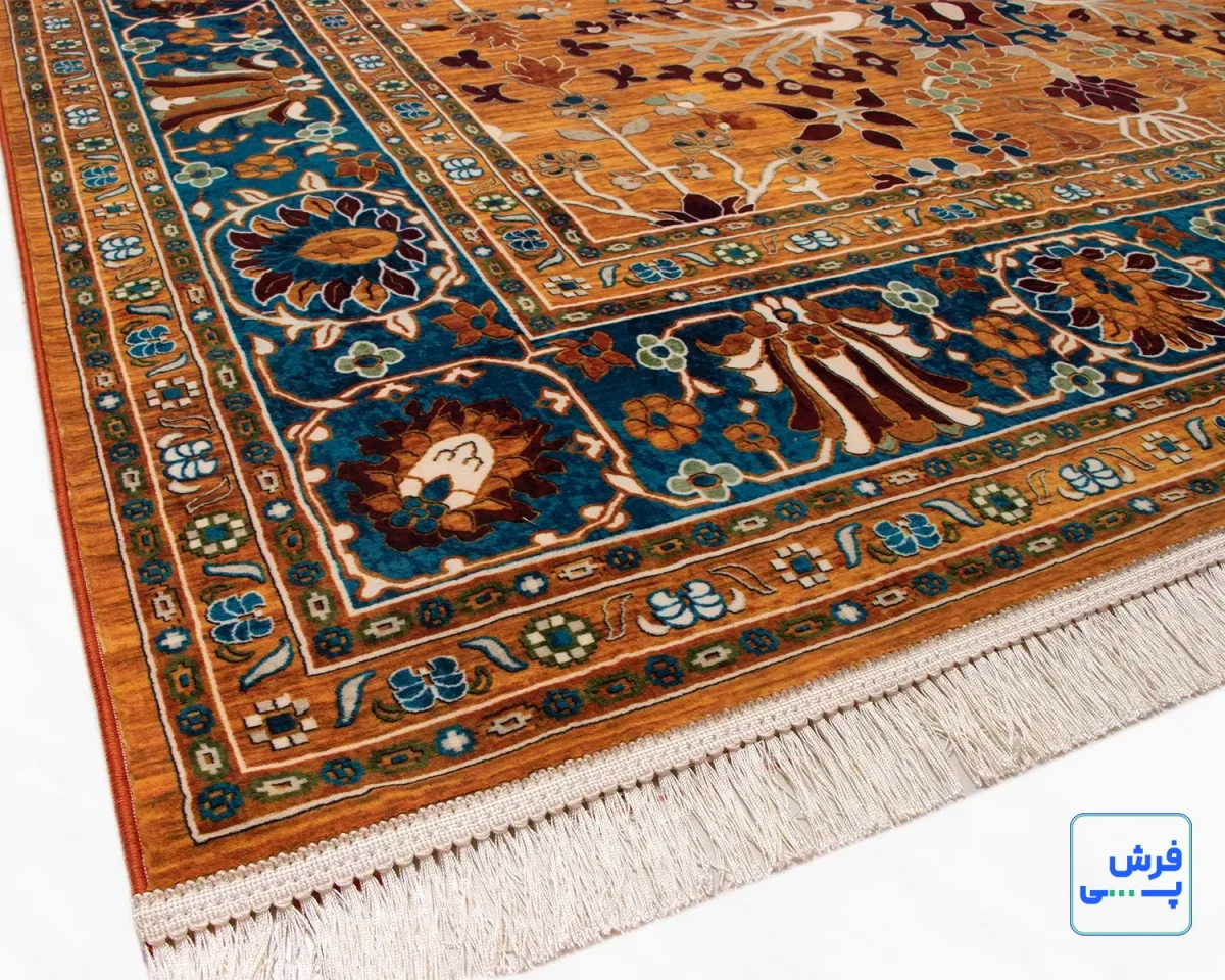 730305-5.webp خرید قسطی | فرش ابریشم ماشینی 730305 آجری آبی