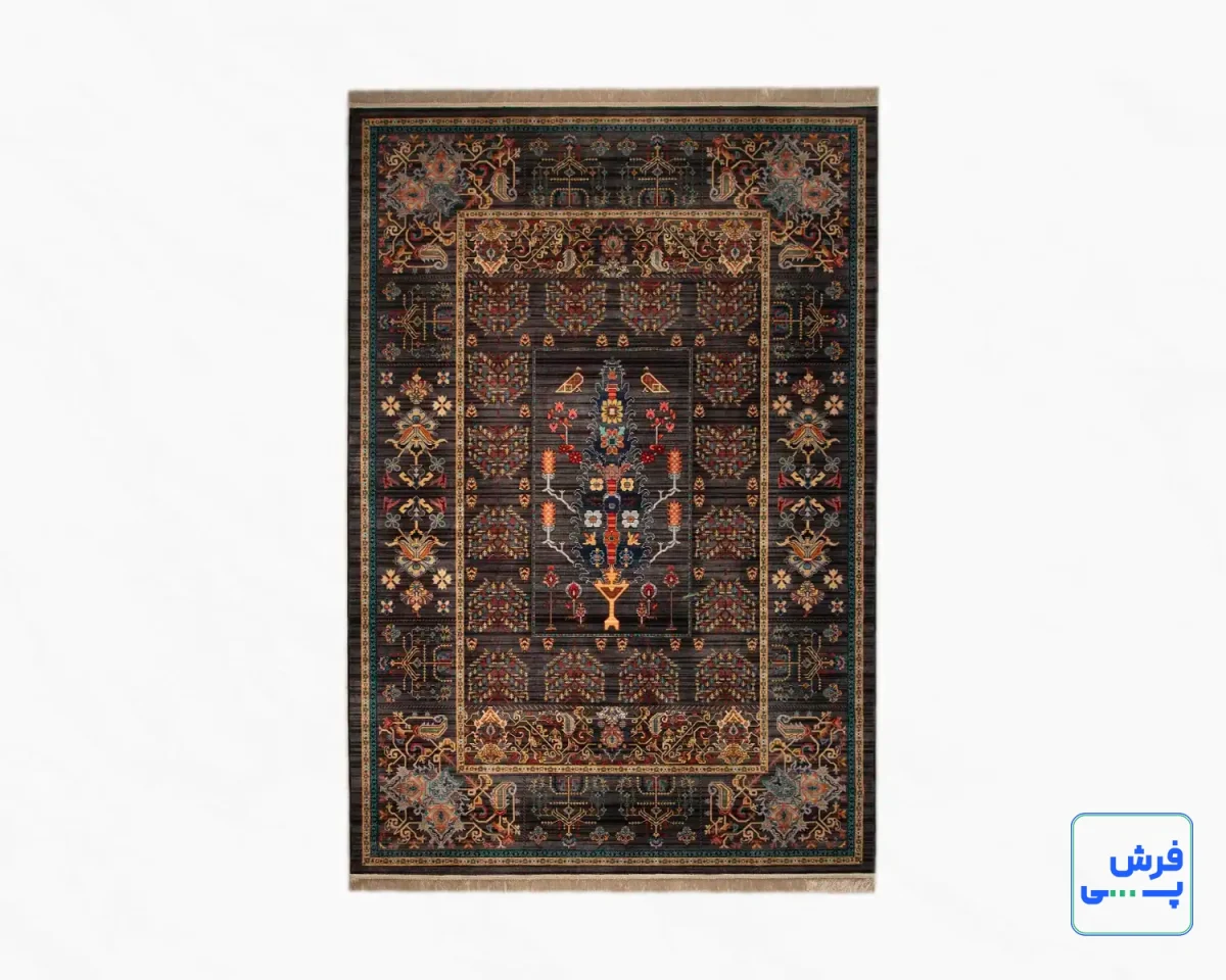 خرید قسطی |  فرش ابریشم ماشینی 730601 ذغالی