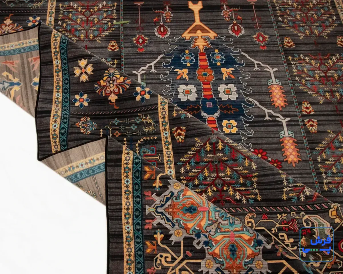 خرید قسطی |  فرش ابریشم ماشینی 730601 ذغالی