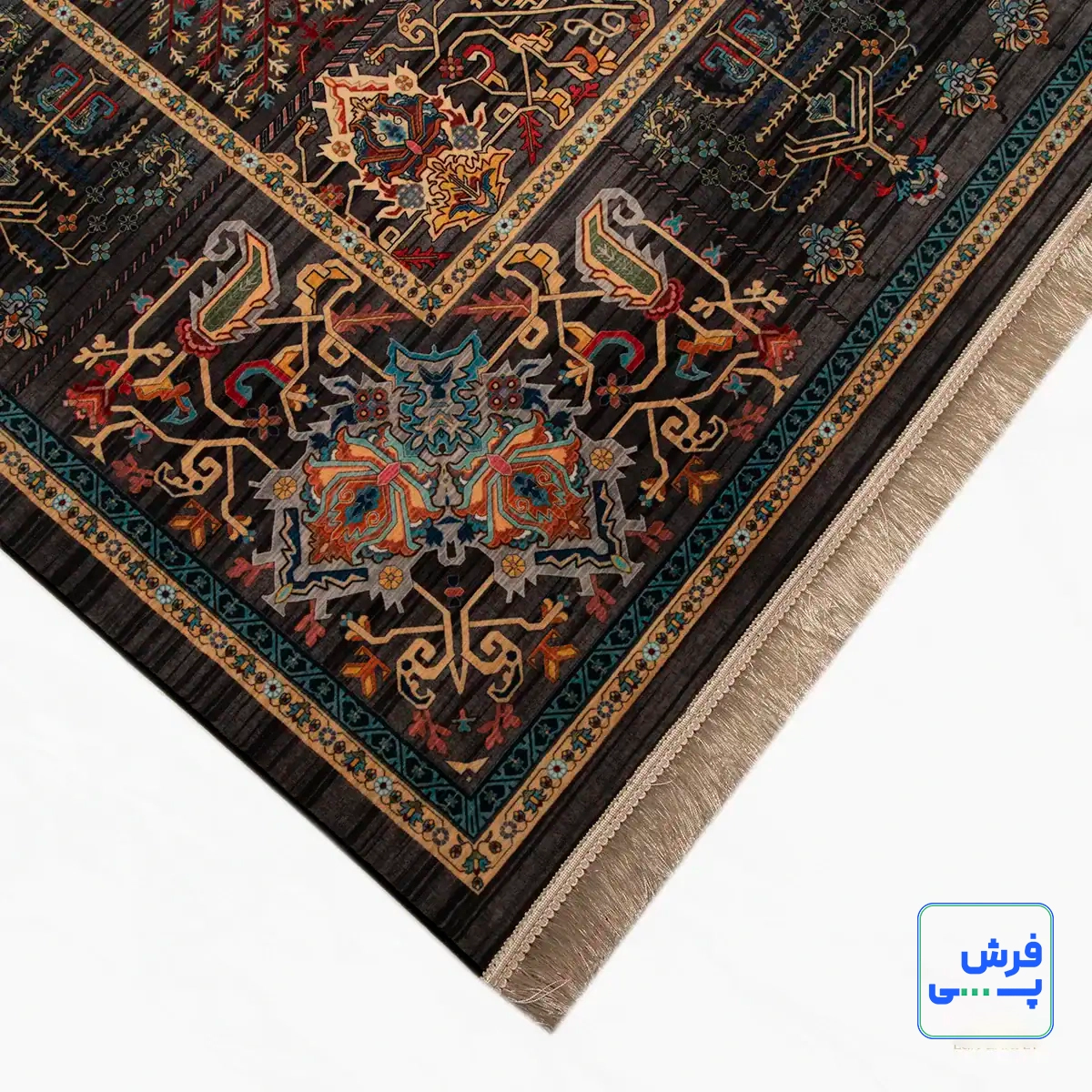 خرید قسطی |  فرش ابریشم ماشینی 730601 ذغالی