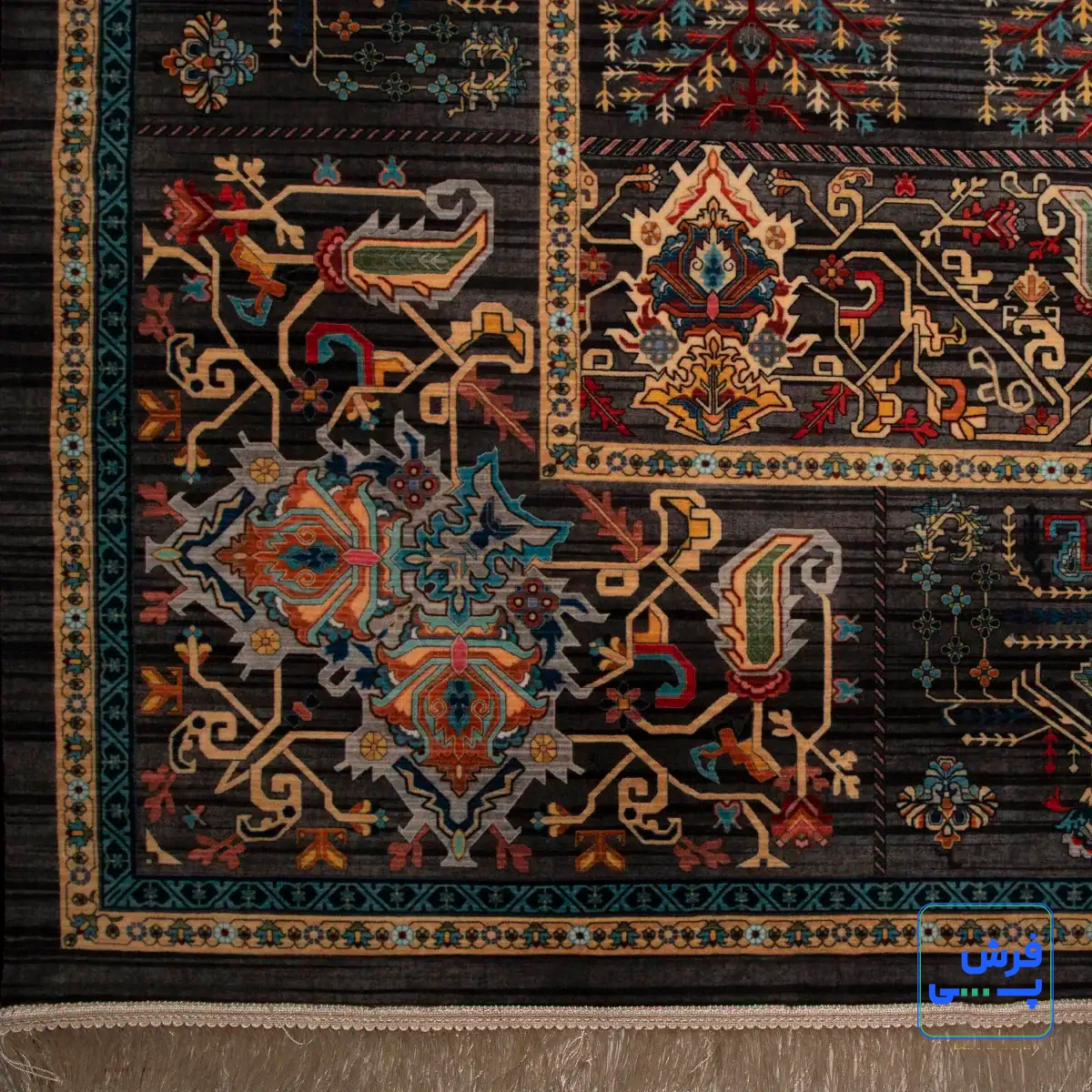 خرید قسطی |  فرش ابریشم ماشینی 730601 ذغالی