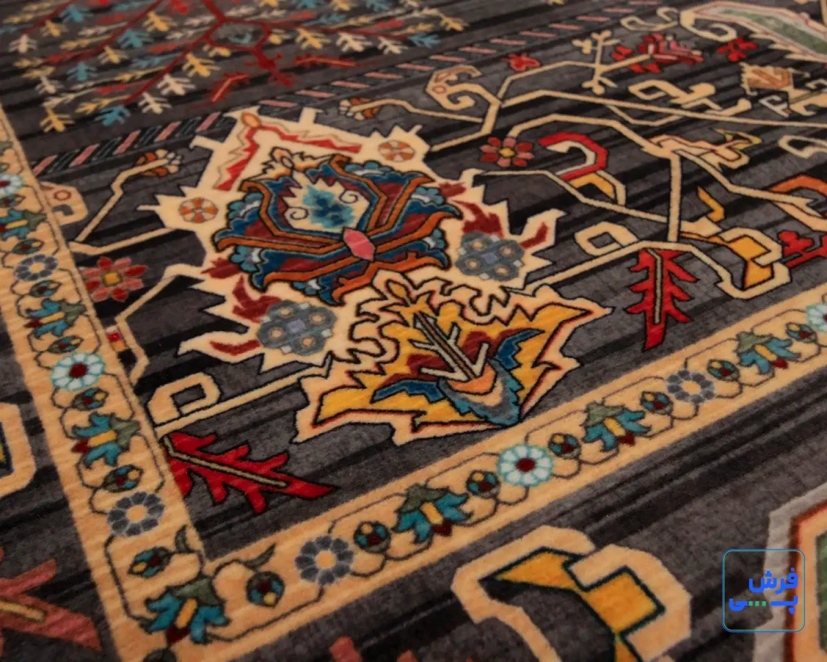 خرید قسطی |  فرش ابریشم ماشینی 730601 ذغالی