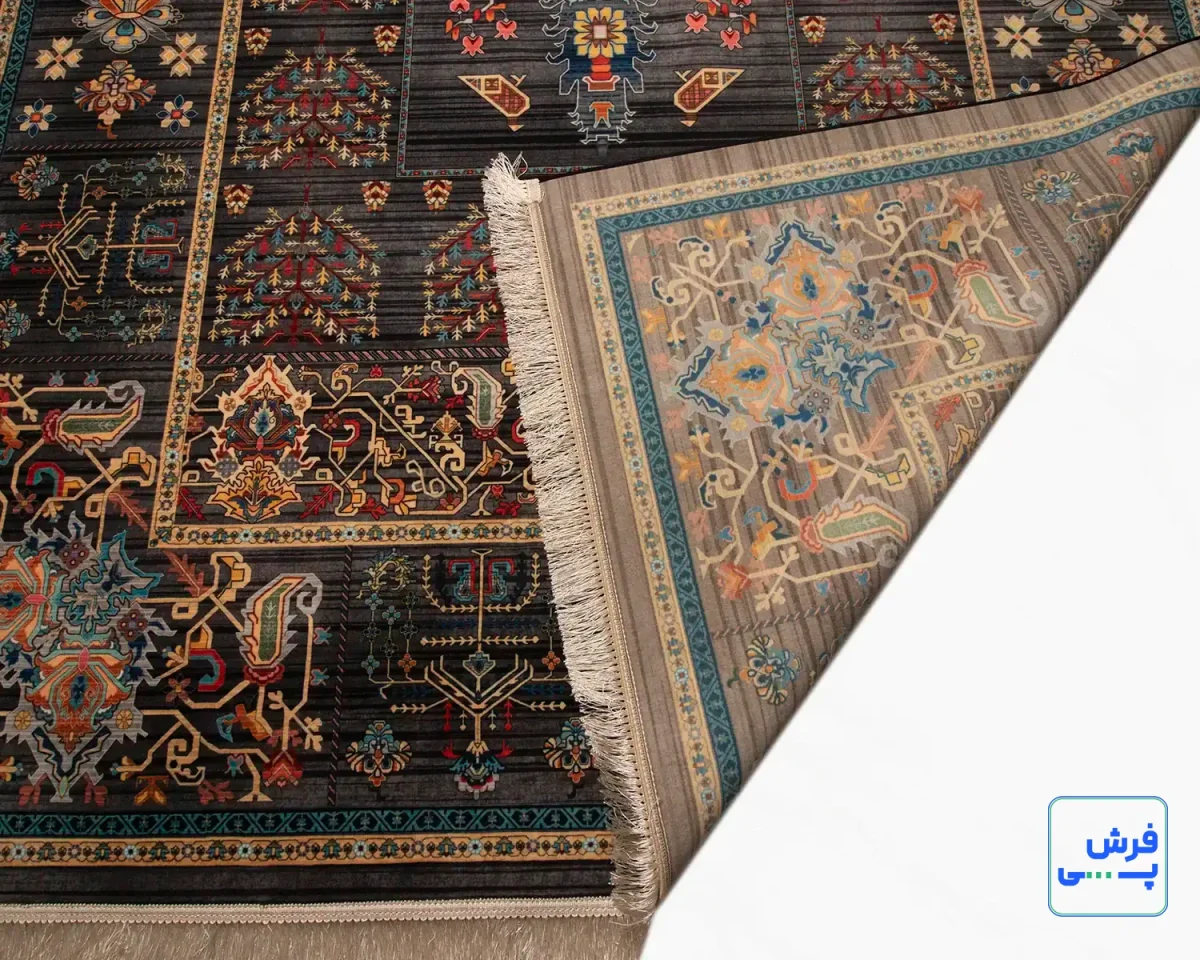 خرید قسطی |  فرش ابریشم ماشینی 730601 ذغالی