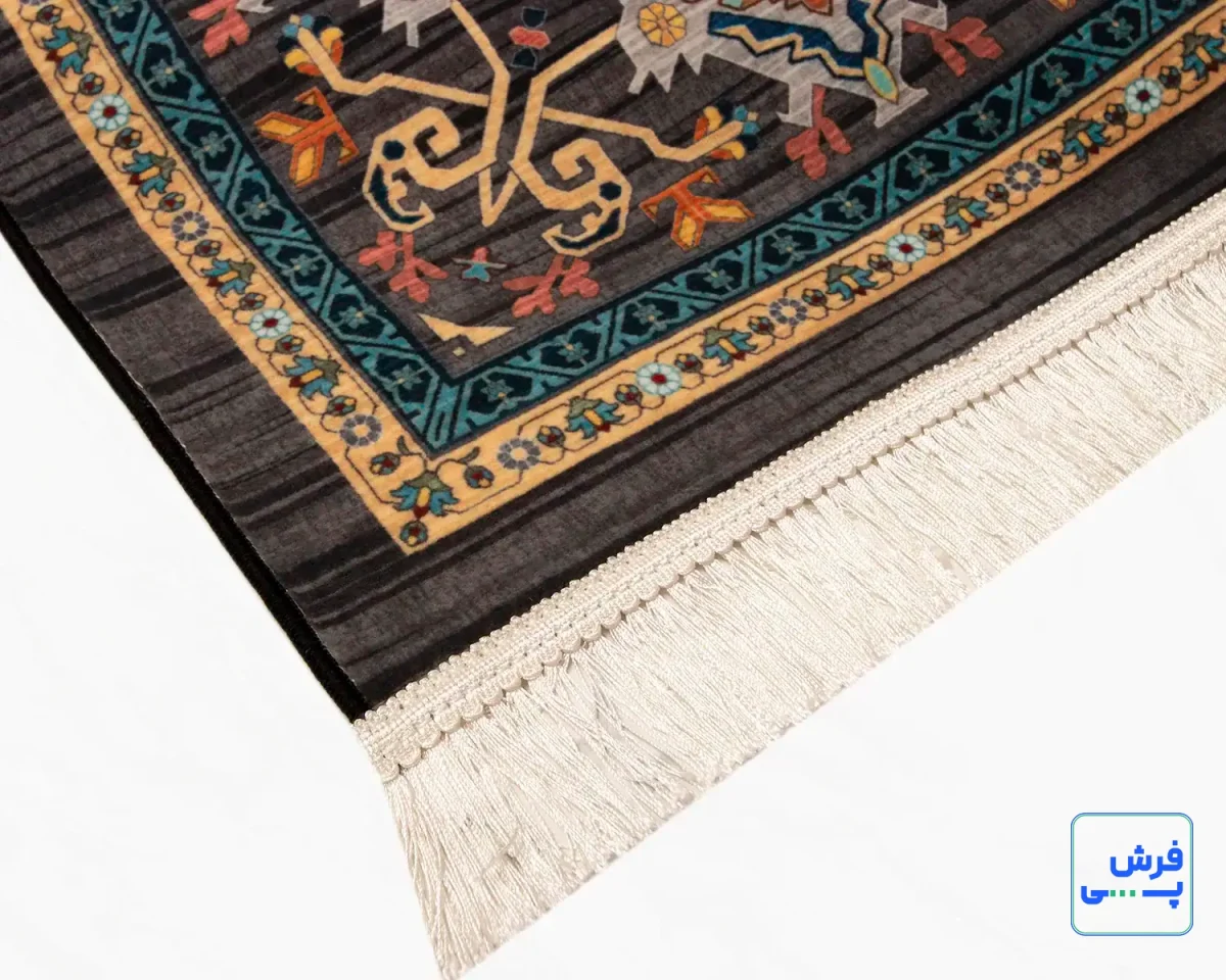 خرید قسطی |  فرش ابریشم ماشینی 730601 ذغالی