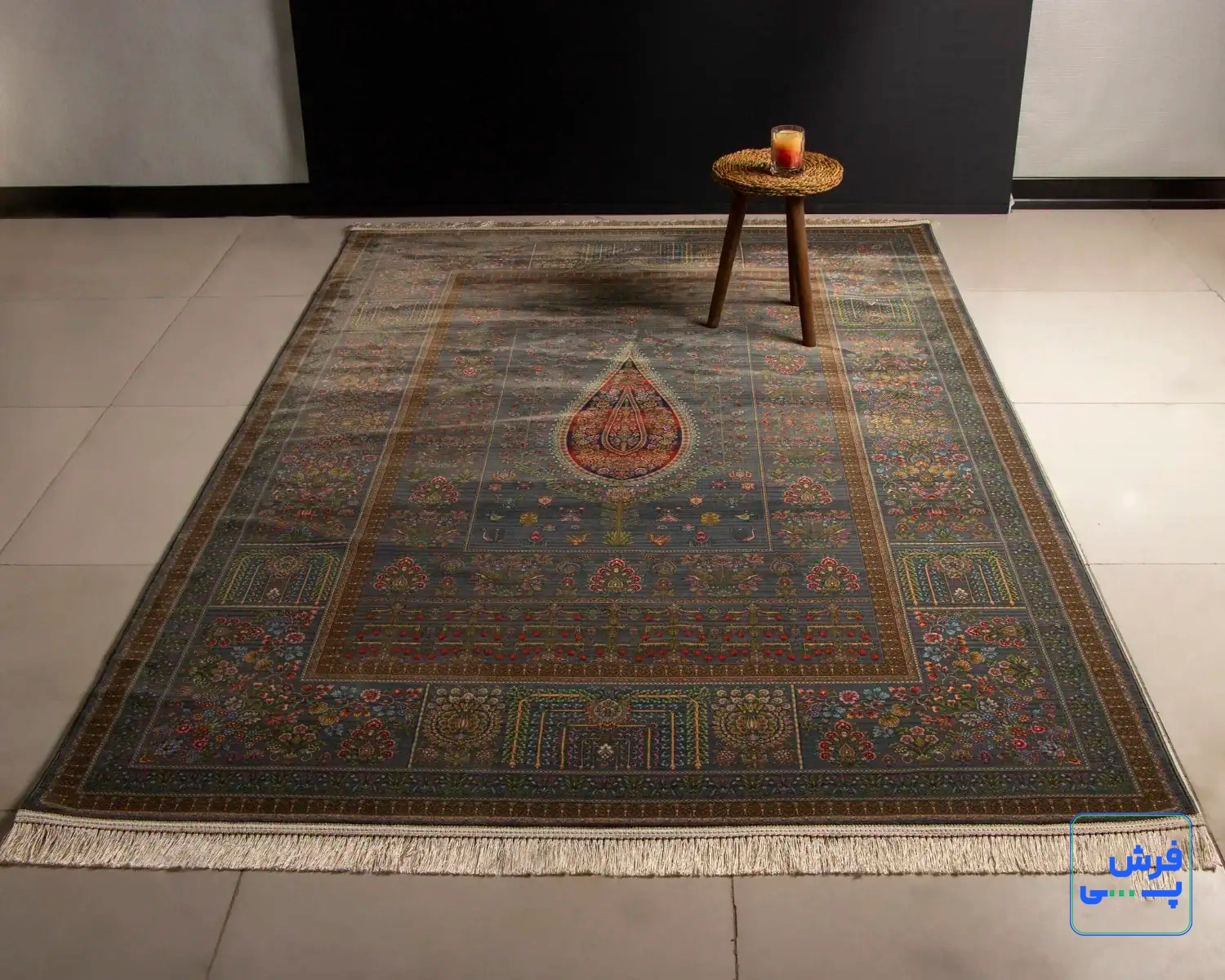 خرید قسطی |  فرش ابریشم ماشینی 730900سرمه ای