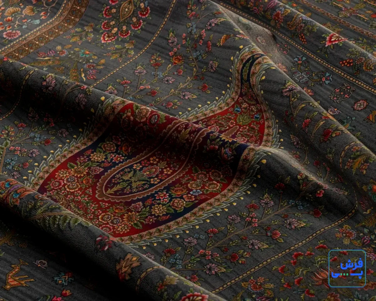 خرید قسطی |  فرش ابریشم ماشینی 730900سرمه ای