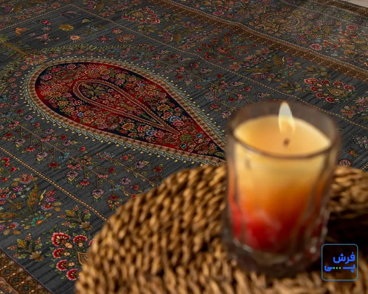 خرید قسطی |  فرش ابریشم ماشینی 730900سرمه ای