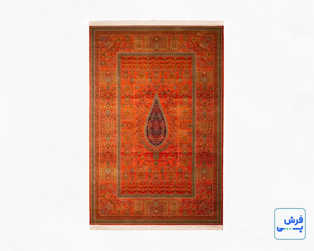 730901-0.webp خرید قسطی | فرش ابریشم ماشینی 730901 نارنجی تمام رنگ