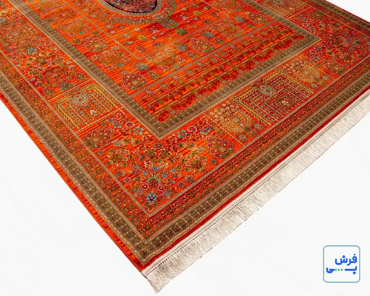730901-2.webp خرید قسطی | فرش ابریشم ماشینی 730901 نارنجی تمام رنگ