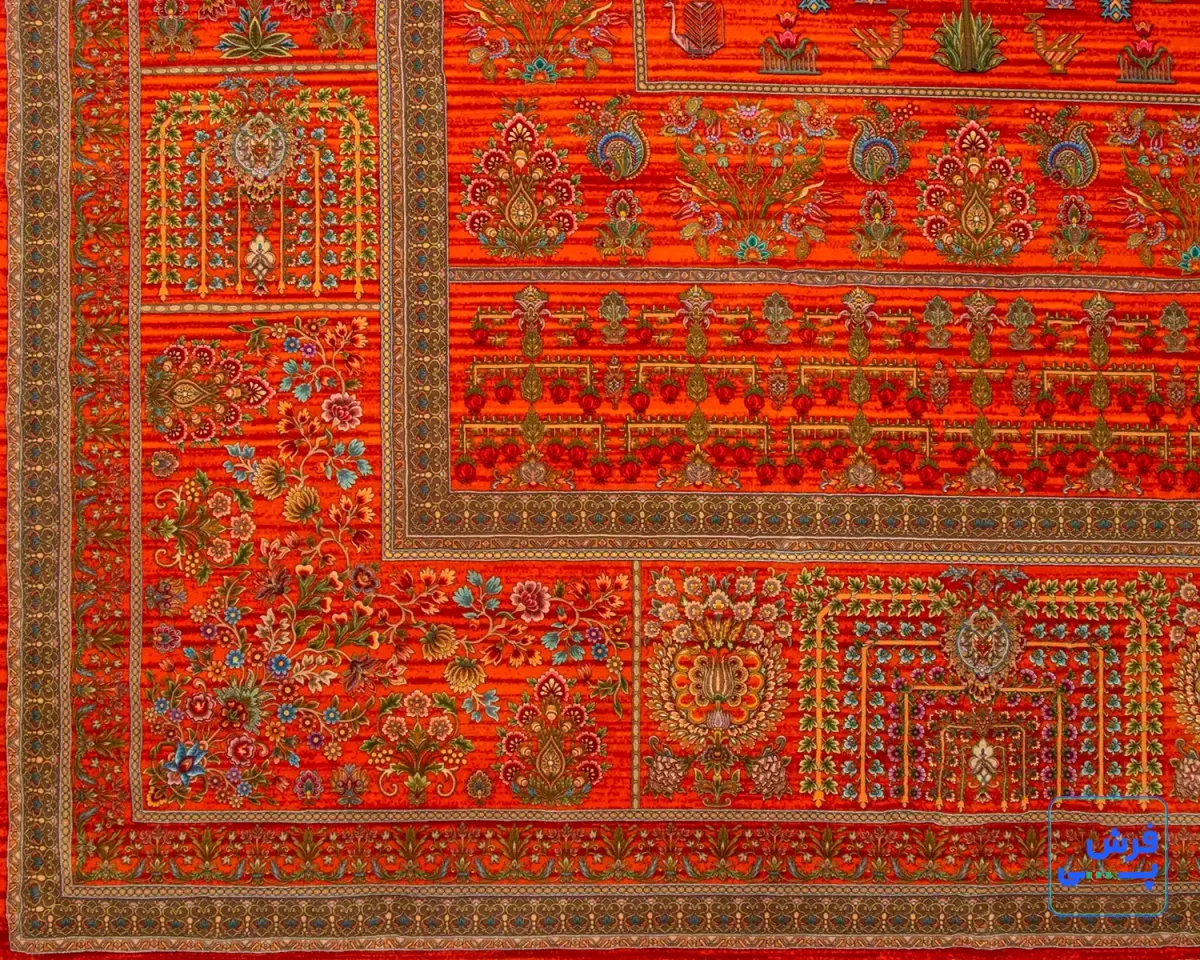 730901-5.webp خرید قسطی | فرش ابریشم ماشینی 730901 نارنجی تمام رنگ