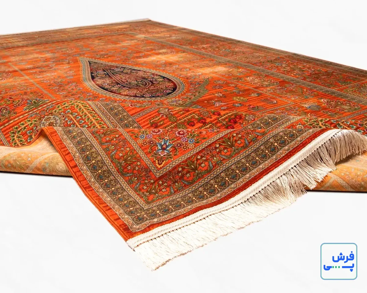 730901-6.webp خرید قسطی | فرش ابریشم ماشینی 730901 نارنجی تمام رنگ