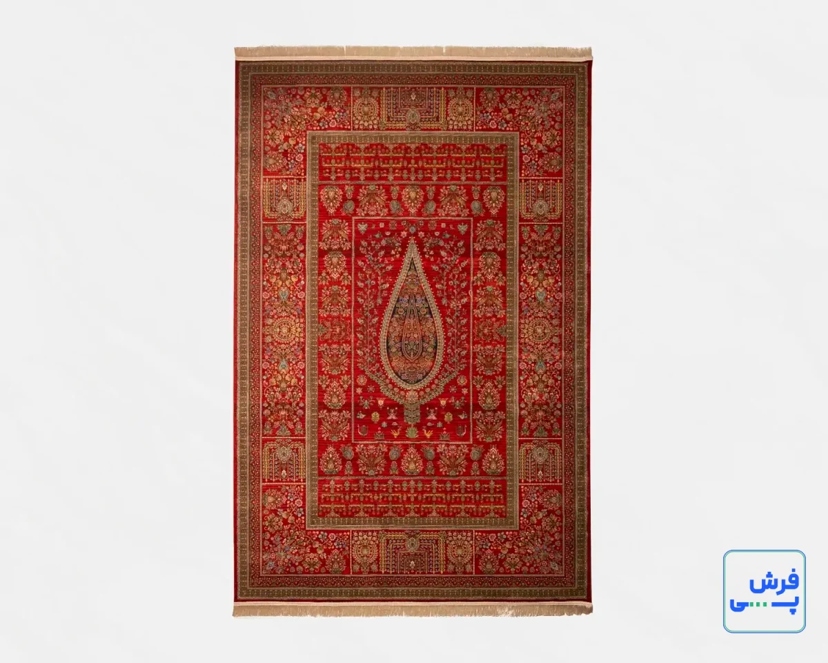 730902-0.webp خرید قسطی | فرش ابریشم ماشینی 730902 لاکی تمام رنگ