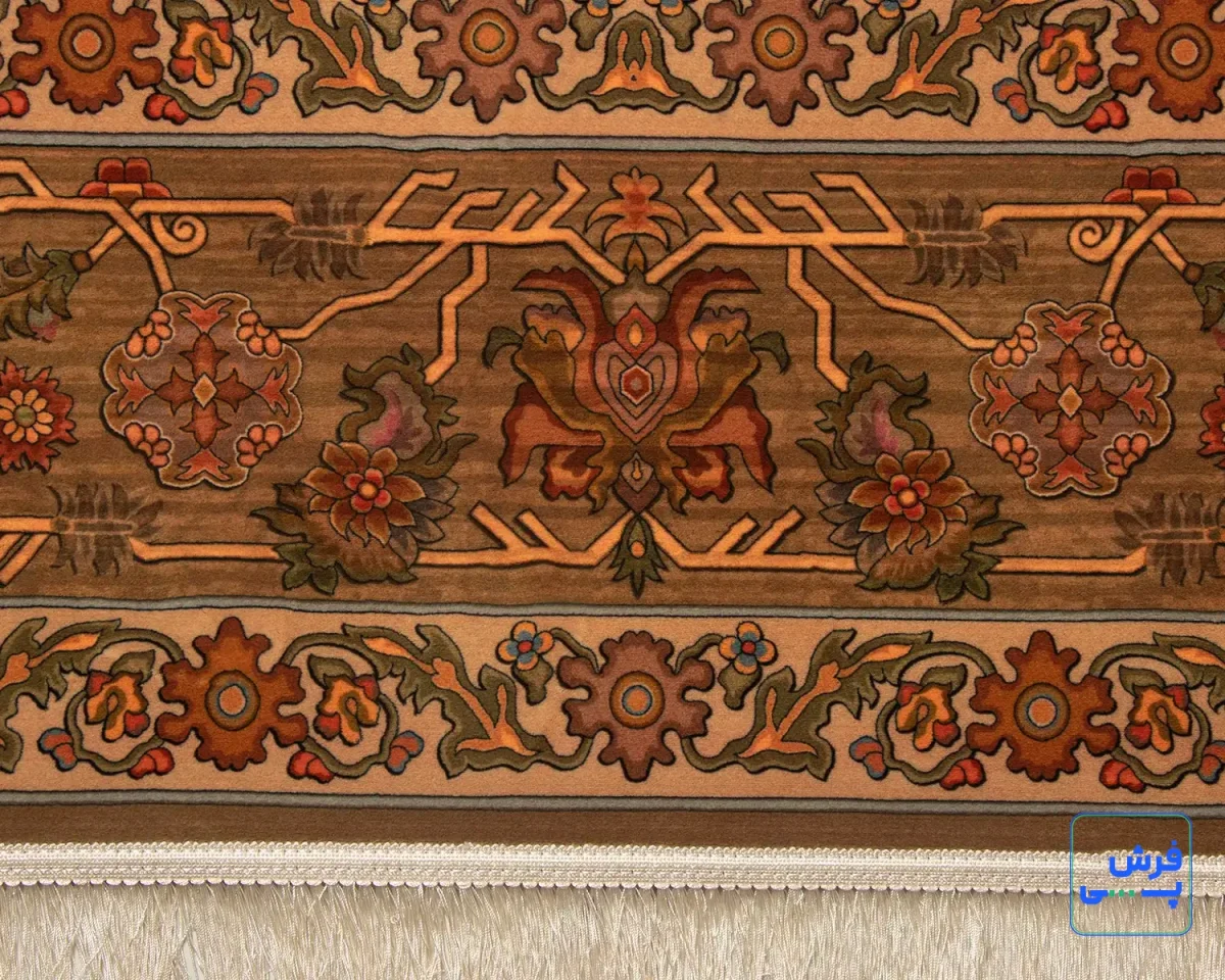 خرید قسطی |  فرش ابریشم ماشینی 740601 قهوی کرم
