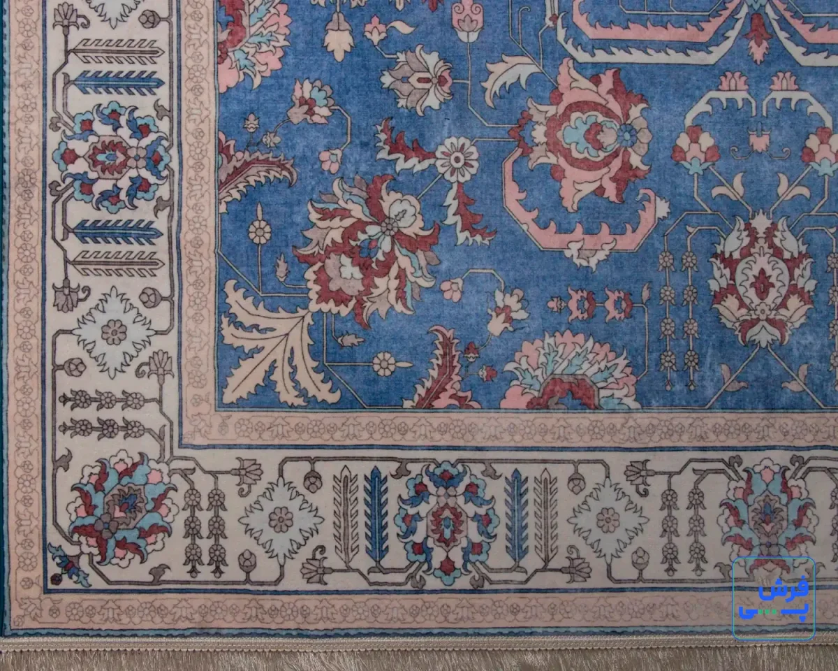743100-7.webp خرید قسطی | فرش ابریشم ماشینی 743100 آبی کرم