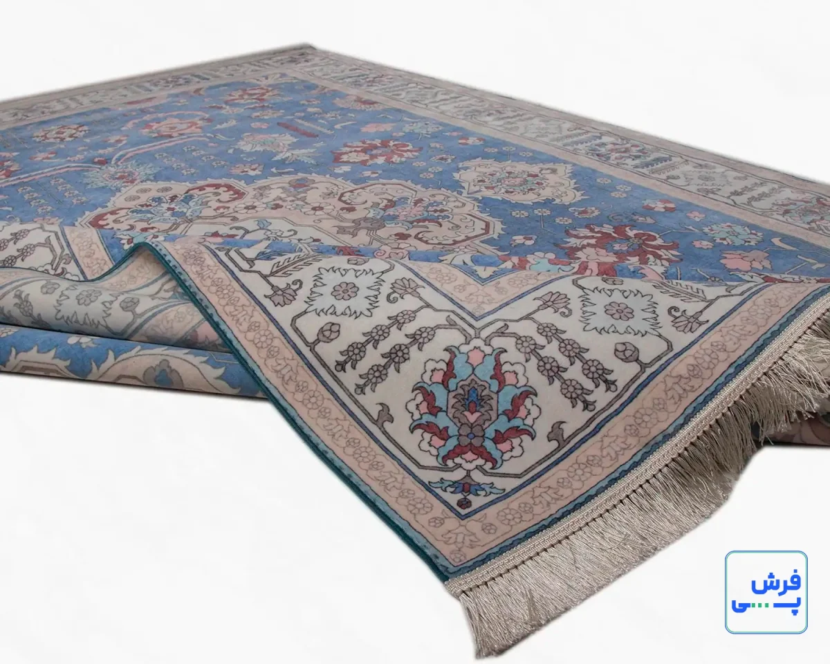 743100-9.webp خرید قسطی | فرش ابریشم ماشینی 743100 آبی کرم