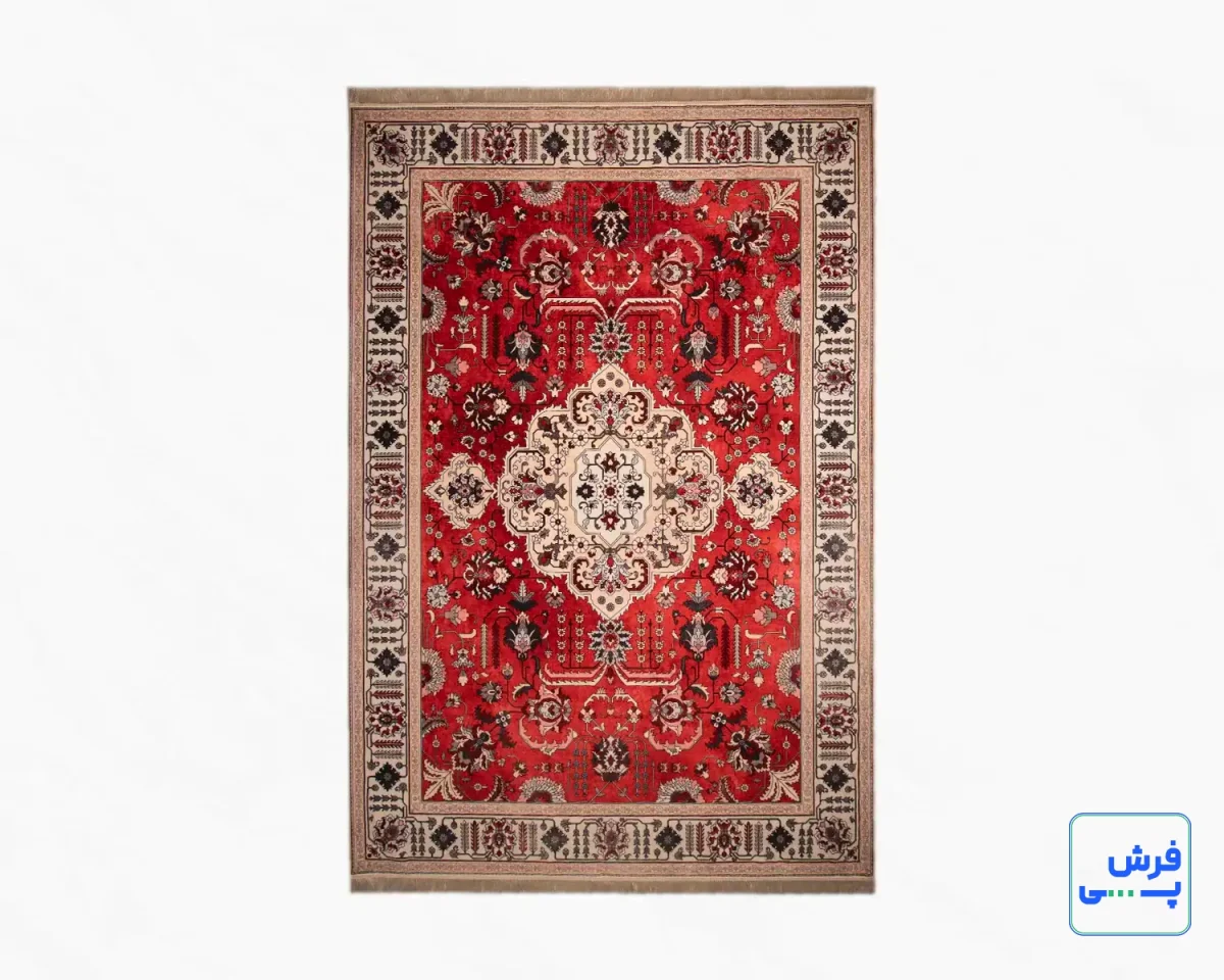 خرید قسطی |  فرش ابریشم ماشینی 743104 قرمز کرم