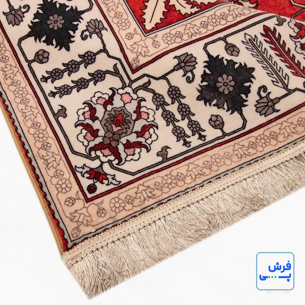 خرید قسطی |  فرش ابریشم ماشینی 743104 قرمز کرم