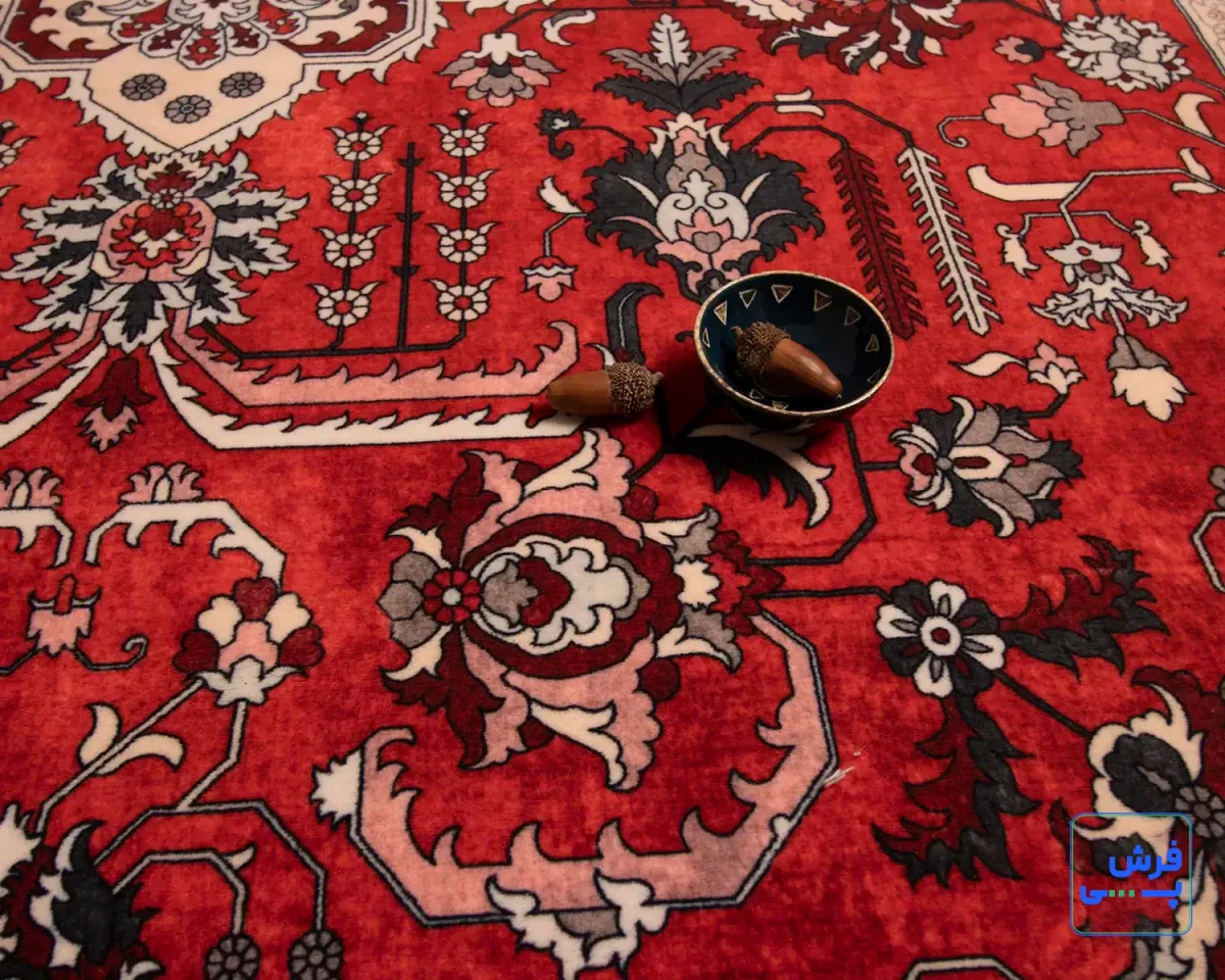 خرید قسطی |  فرش ابریشم ماشینی 743104 قرمز کرم